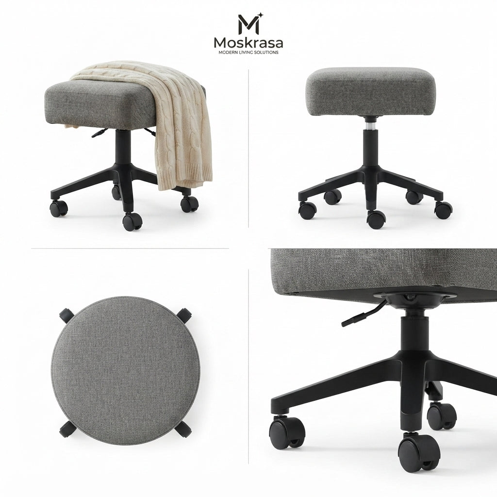 Moskrasa Mobile Lazy Stool – Ergonomic Rolling Low Stool with High-Density Foam Cushion & 360° Swivel Casters for Home & Office