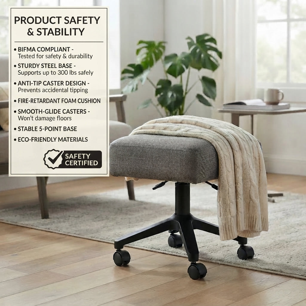 Moskrasa Mobile Lazy Stool – Ergonomic Rolling Low Stool with High-Density Foam Cushion & 360° Swivel Casters for Home & Office