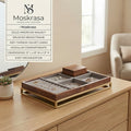 Moskrasa Luxury Jewelry Organizer Tray – Solid American Walnut & Brushed Brass Frame with Anti-Tarnish Velvet Lining