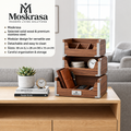 Moskrasa Modular Walnut Desktop Organizer – Stackable Solid Wood Storage Caddy with Stainless Steel Hardware