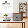 Moskrasa Premium Walnut & Woven Fabric 2-Drawer Desk Organizer | Compact Modern Tabletop Storage