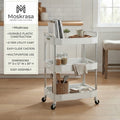 Moskrasa 3-Tier Rolling Storage Cart (17" D x 12" W x 30" H) – Durable Multipurpose Utility Trolley with Lockable Wheels,